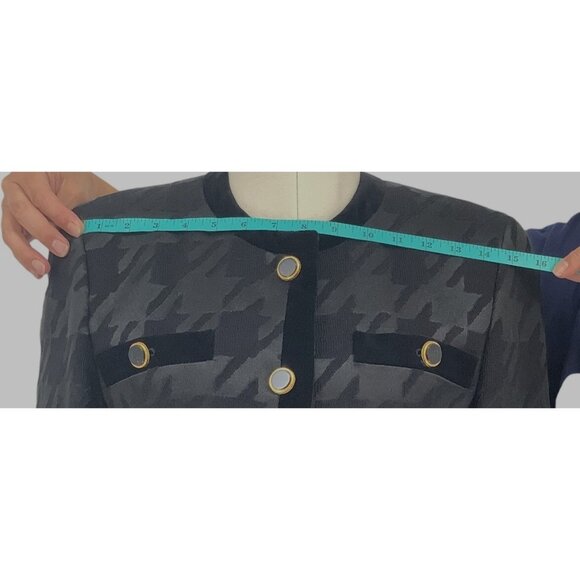 ESCADA Womens 34 US 2 Black Wool Silk Houndstooth Skirt & Blazer Elegant Luxury - Picture 7 of 16